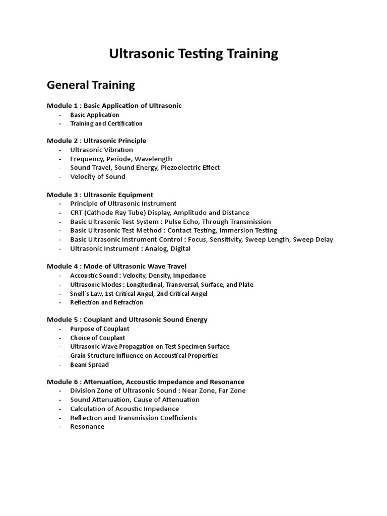 Ultrasonic Testing Training Modules | PDF | Ultrasound | Nondestructive ...