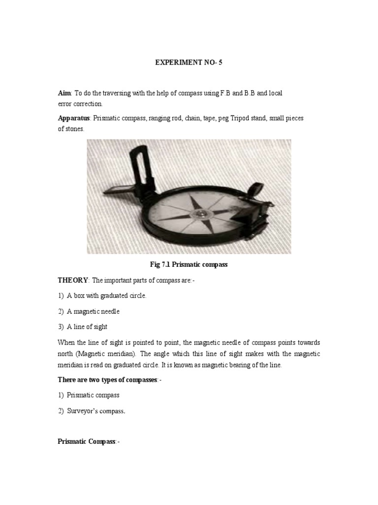 Determining Line Bearings Using a Prismatic Compass and Correcting for