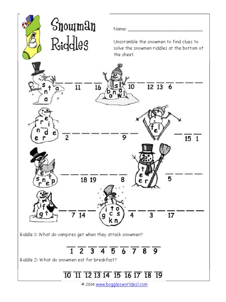 Snowman Riddles and Clues | PDF