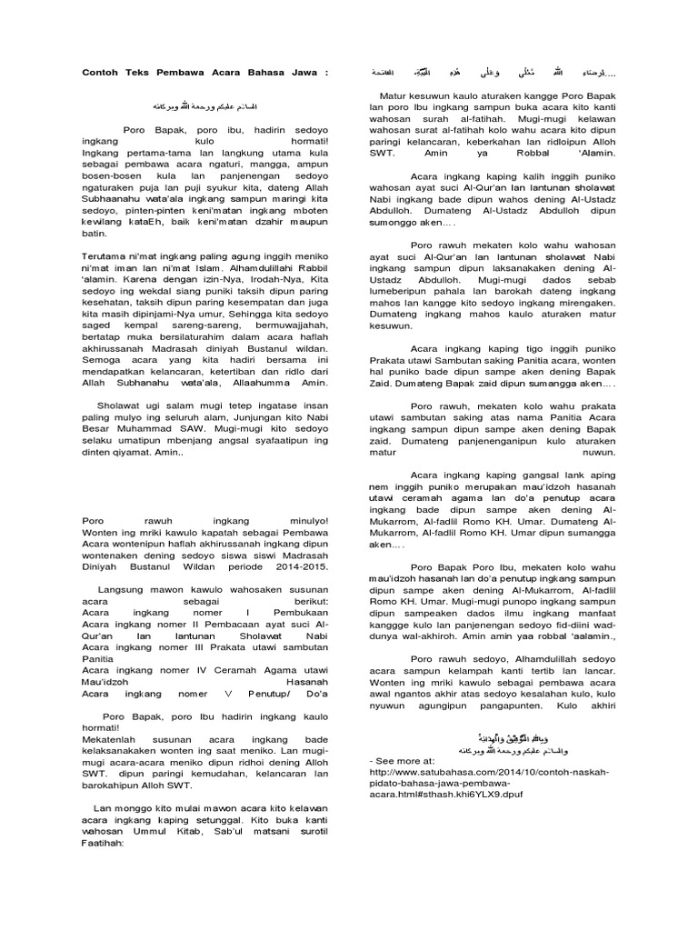 14+ Contoh Contoh Teks Pembawa Acara Bahasa Jawa terbaru