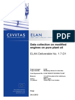 Data collection on modified engines running on pure plant oil