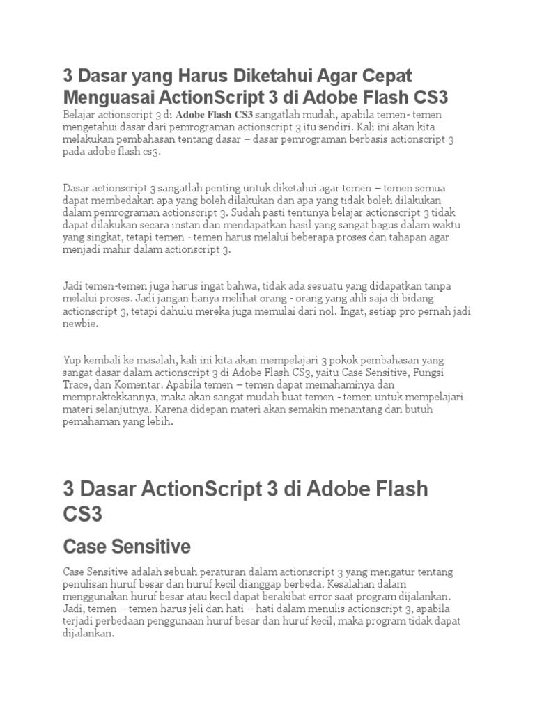 3 Dasar Yang Harus Diketahui Agar Cepat Menguasai ActionScript 3 Di ...