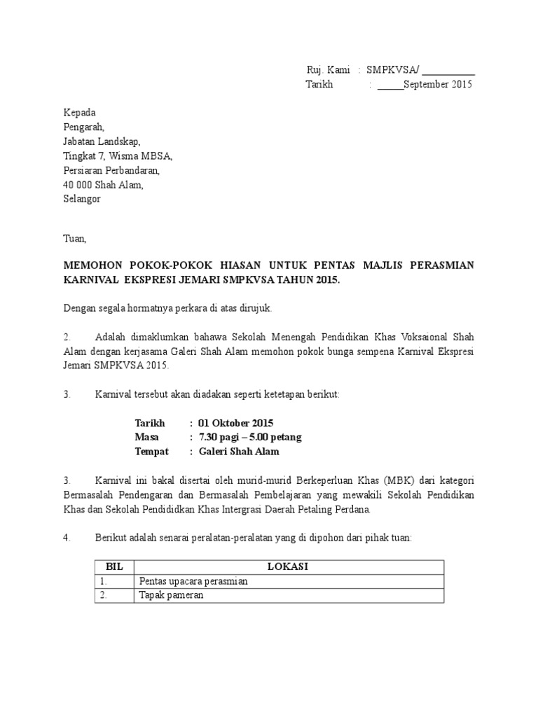 Surat Mohon Tebang Pokok