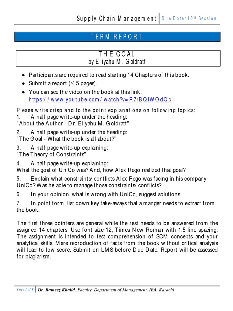 End Of The Term Report Sample