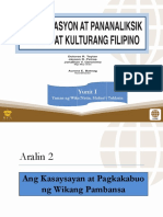 Aralin 2 Ang Kasaysayan at Pagkabuo NG Wikang Pambansa