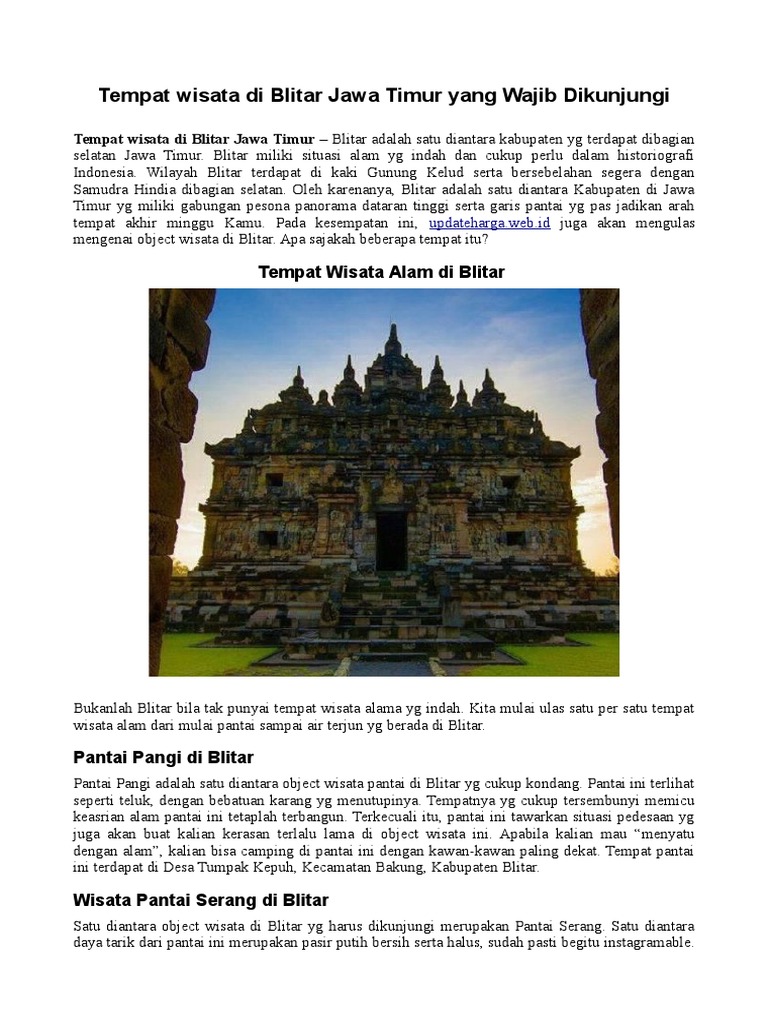 Tempat Wisata Di Blitar Jawa Timur Yang Wajib Dikunjungi