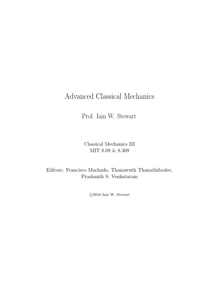 Classical Mechanics Mit Pdf Fluid Dynamics Hamiltonian Mechanics