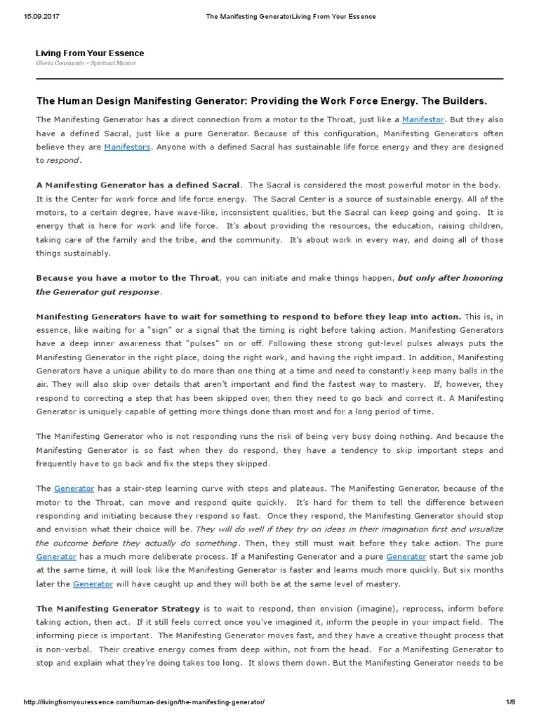 The Manifesting GeneratorLiving From Your Essence | PDF | Anger | Love