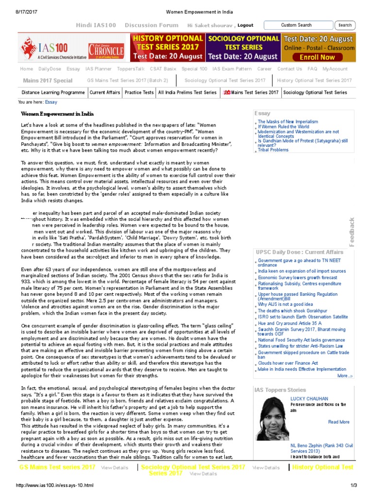 Women Empowerment in India | PDF | Empowerment | Gender