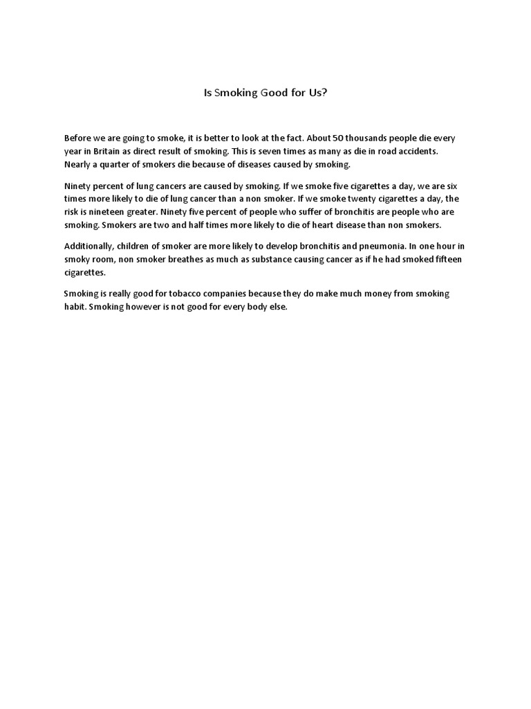 Is Smoking Good For Us Pdf