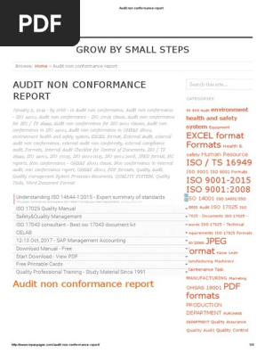 Audit Non Conformance Report