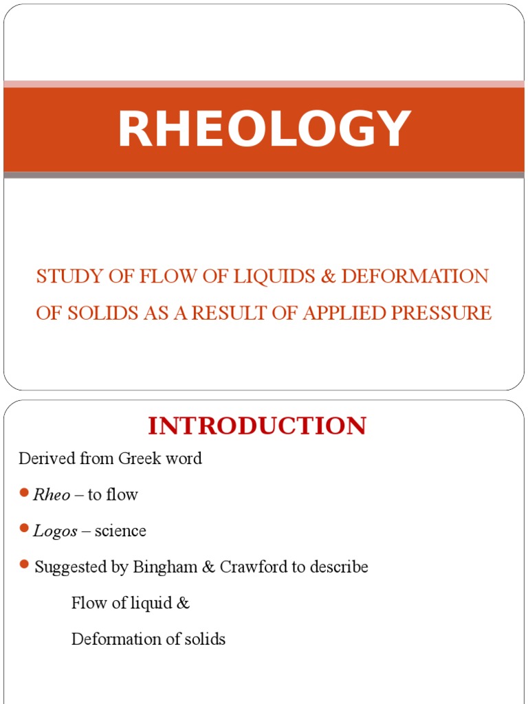 Rheology - The Study of Flow and Deformation | PDF | Viscosity | Shear ...