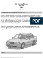 Volvo 940 Owners Manual 1991