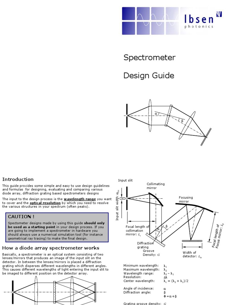 Spectrometer Design Guide | PDF | Angular Resolution | Lens (Optics)