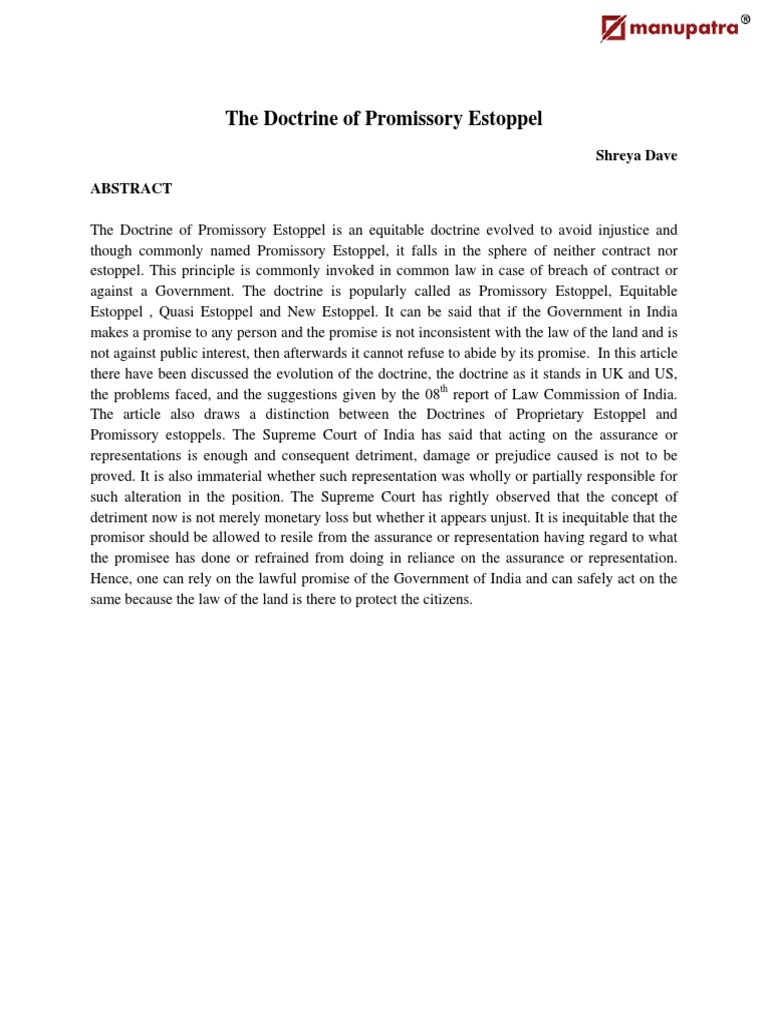 Doctrine of consideration pdf