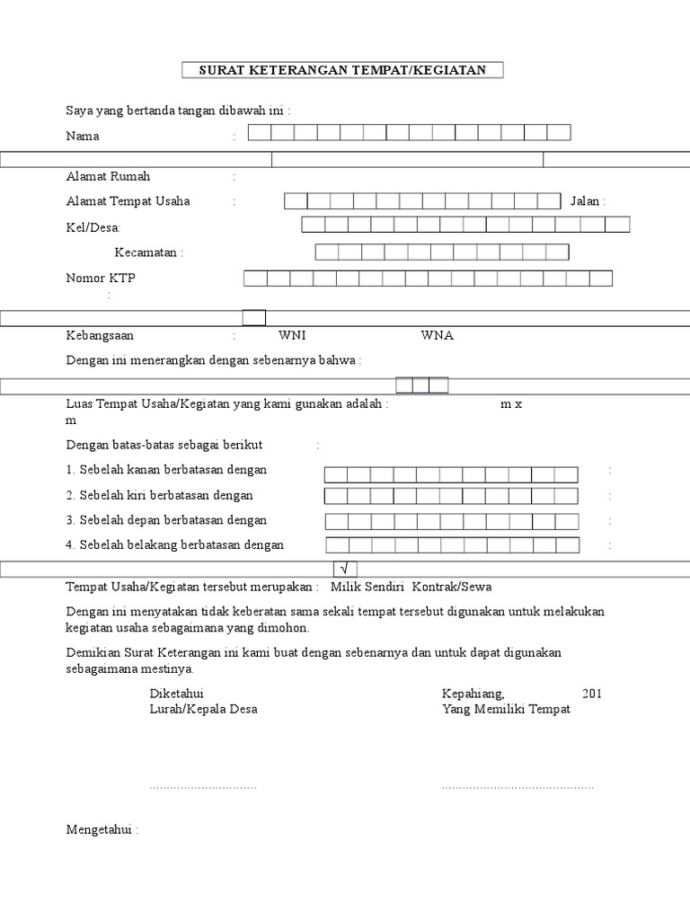 Blangko Kosong Surat Keterangan Tempat Praktek Kepahiangdocx