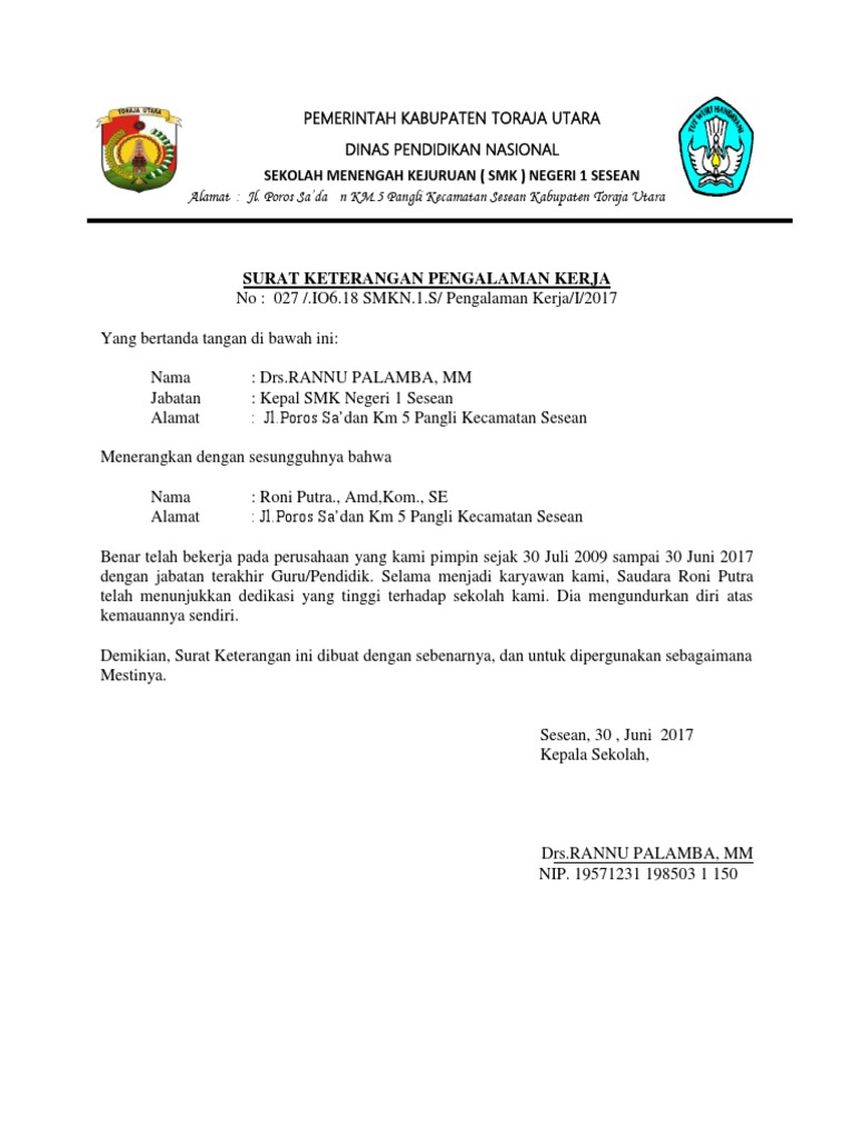 Kop Surat Dinas Pendidikan Toraja Utara - Contoh Kop Surat