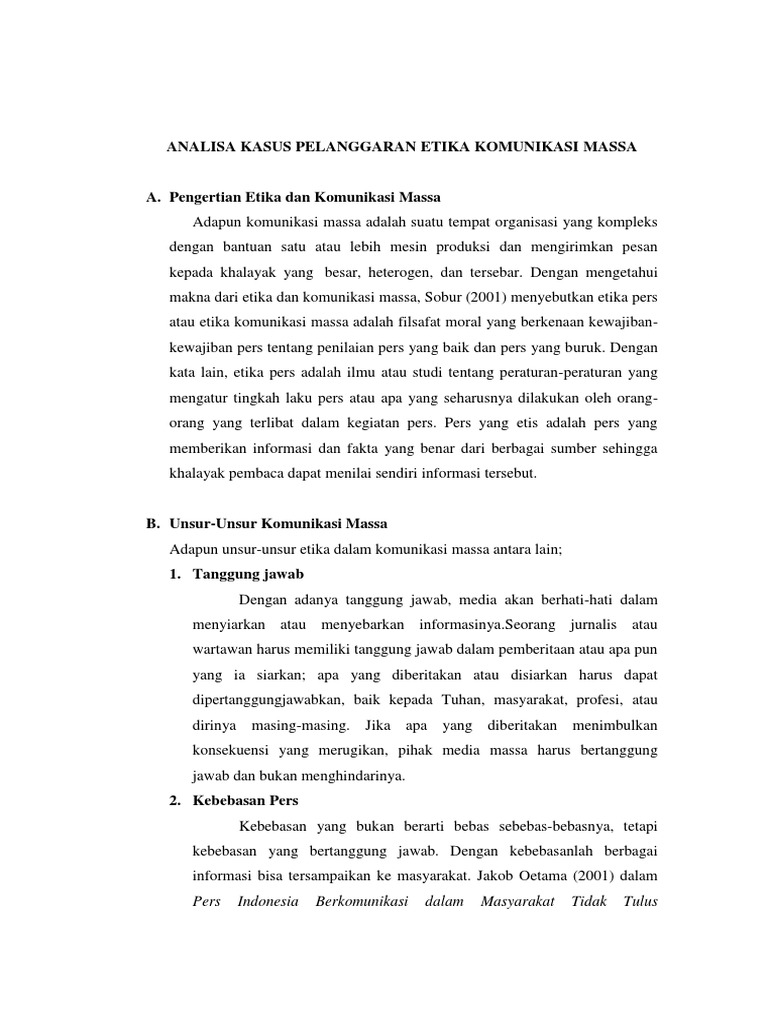 Analisa Contoh Kasus Pelanggaran Etika Pdf