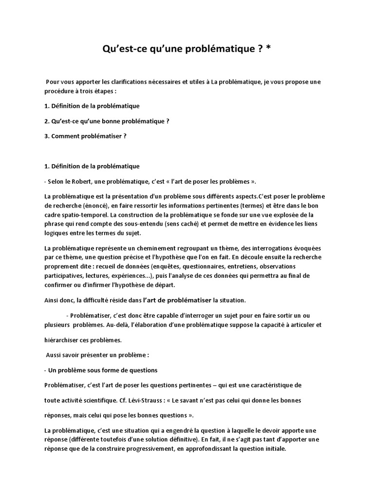 Qu’Estce Qu’Une Problématique  Épistémologie  Sciences cognitives