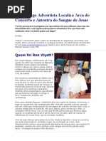 Arqueólogo Adventista Localiza Arca do Concerto e Amostra do Sangue de Jesus