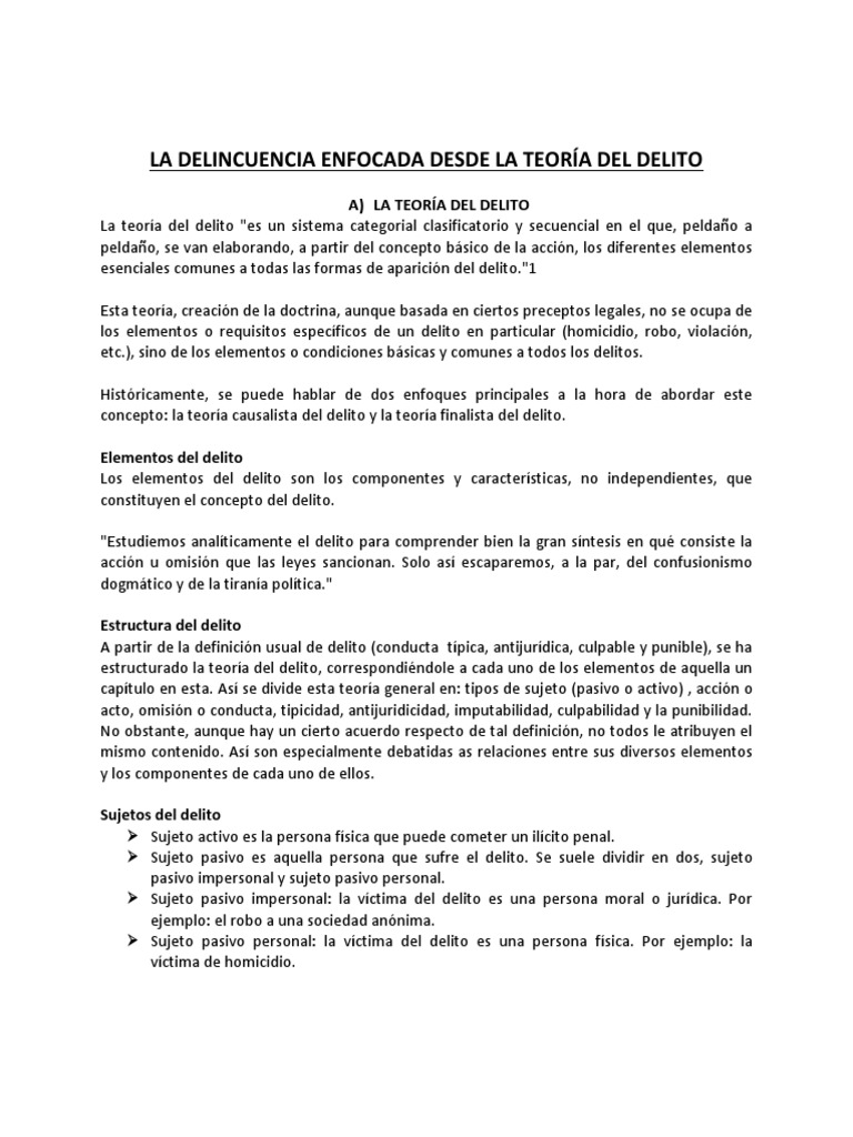 Delincuencia y Teoría del Delito en Guatemala | PDF | Delito | Crimen ...