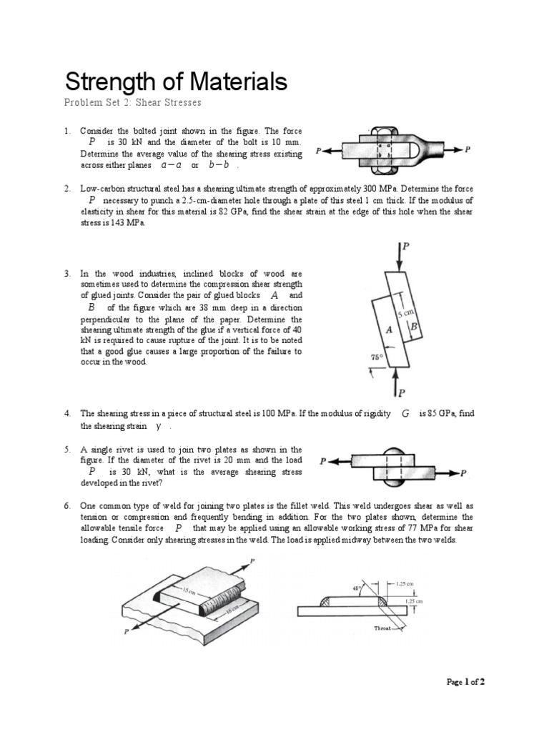 Strength of Materials Shear Stresses Strength Of Materials Rivet