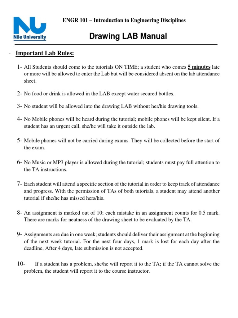 Drawing Lab Manual for ENGR 101 | PDF