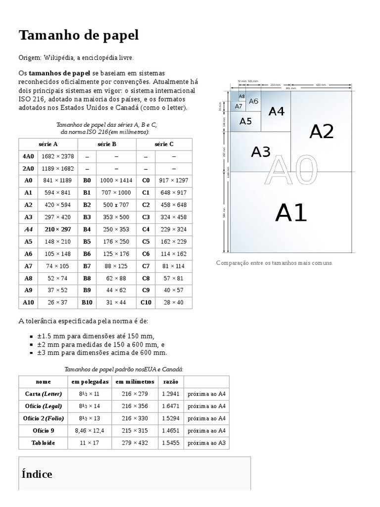 Tamanho de Papel | Download grátis PDF | Papelaria | Impressão