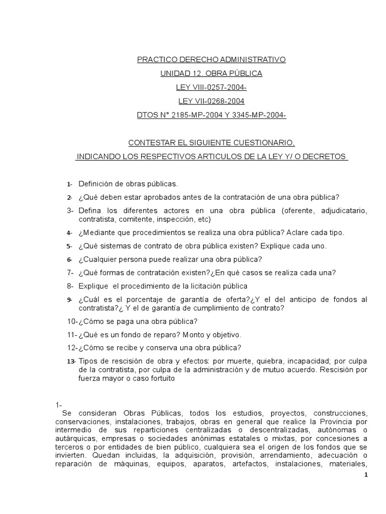 Definición y Procedimientos de Obras Públicas | PDF | Presupuesto | Pagos