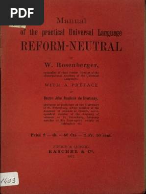 Manual Of The Practical Universal Language Reform Neutral W