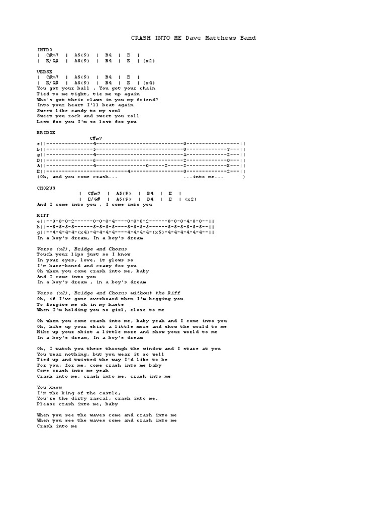 Dave Matthews Band Crash Into Me PDF