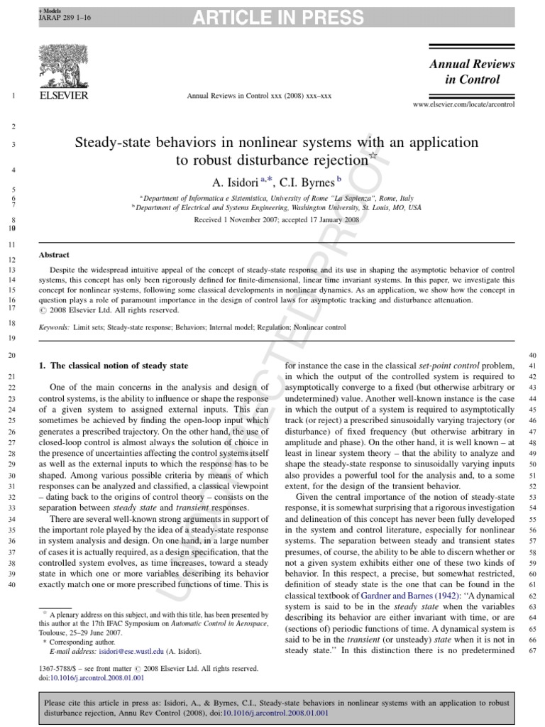Nonlinear Systems Steady-State Analysis | PDF | Steady State ...