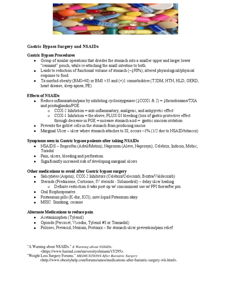 Gastric Bypass and Nsaids PDF PDF Nonsteroidal Anti Inflammatory Drug Pain Management