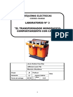 Transformador monofásico: comportamiento con carga