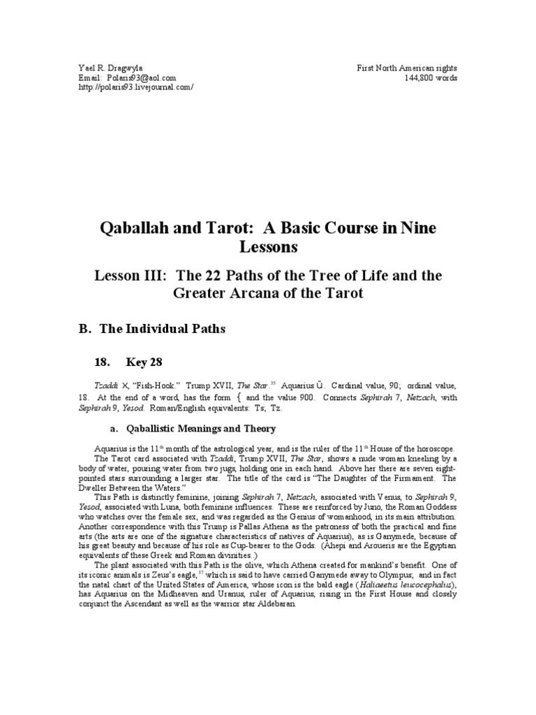 Qaballah and Tarot Lesson III Part 2 Section 4 Version 2 PDF Stars Astronomy