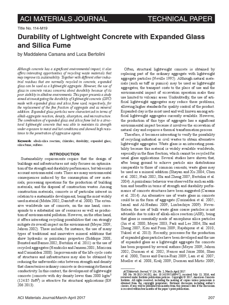ACI MATERIALS JOURNAL Durability of Lightweight Concrete With Expanded