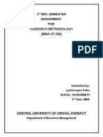 3 Mid-Semester Assignment FOR Research Methodology (MBA CP 206)