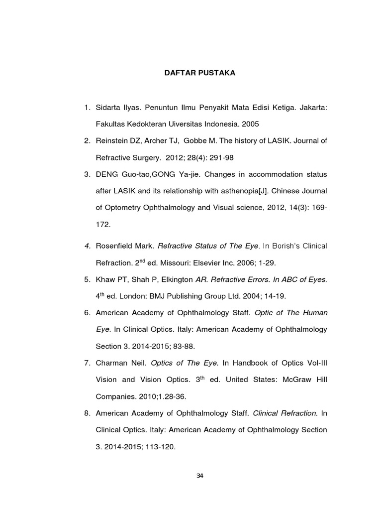 Daftar Pustaka Diseases Of The Eye And Adnexa Senses - 