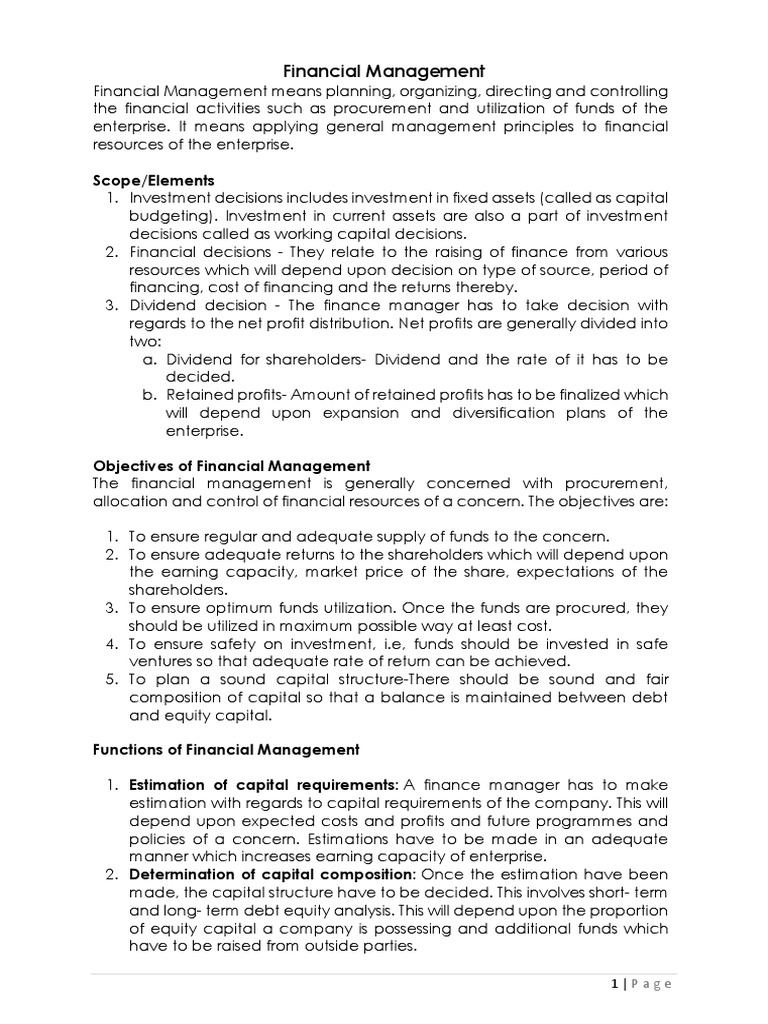 Financial Management Overview and Techniques | PDF | Bonds (Finance) | Debt
