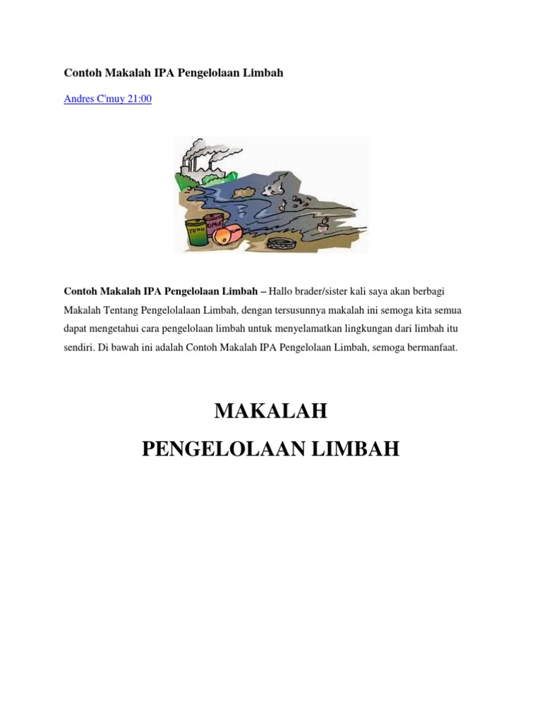 Contoh Makalah Ipa Pengelolaan Limbah Pdf