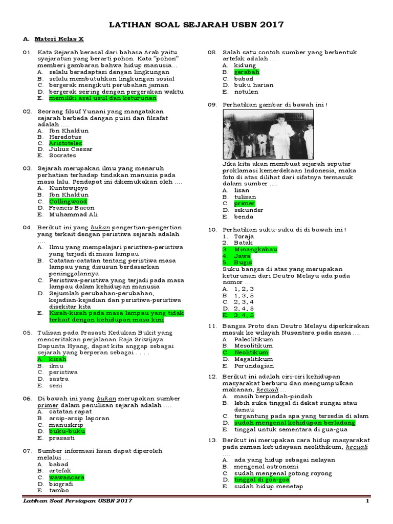 Soal Latihan Us Usbn Sejarah Indonesia