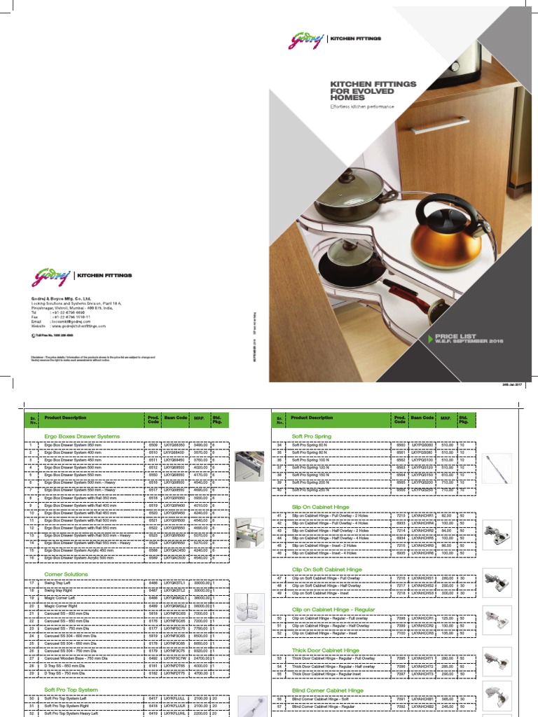 Kitchen Fittings Price List PDF Door Nature