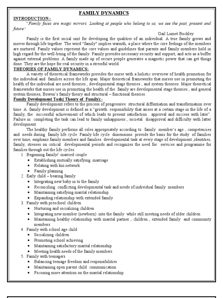 Family dynamics Coping (Psychology) Family