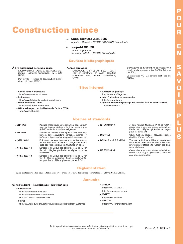 Construction Mince - TIPesp-c2517 | PDF | Acier | Bâtiment (construction)