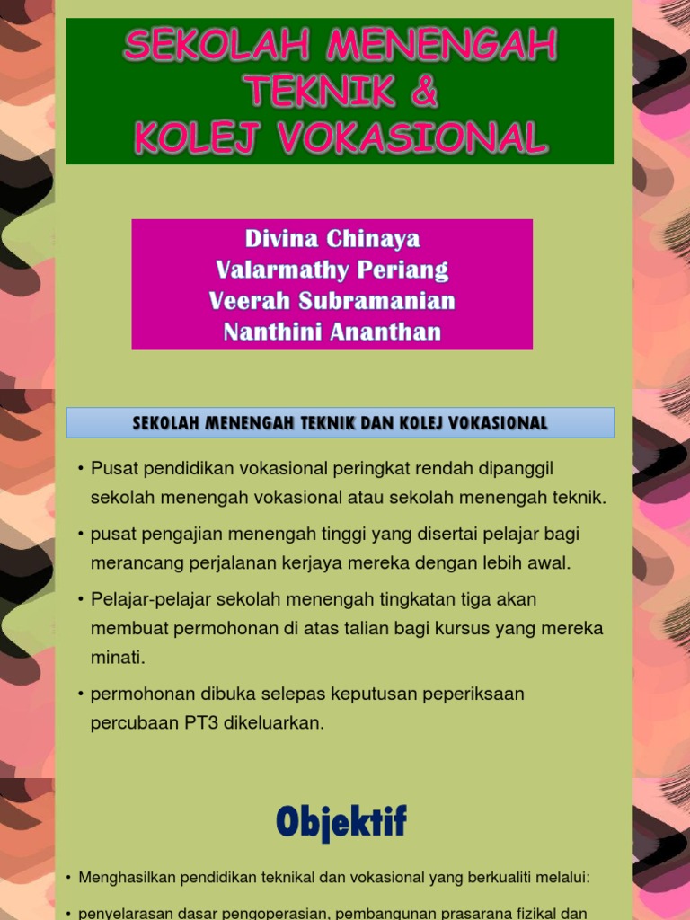 Perbezaan Sekolah Men Teknik Dgn Kolej Vokasional Pdf