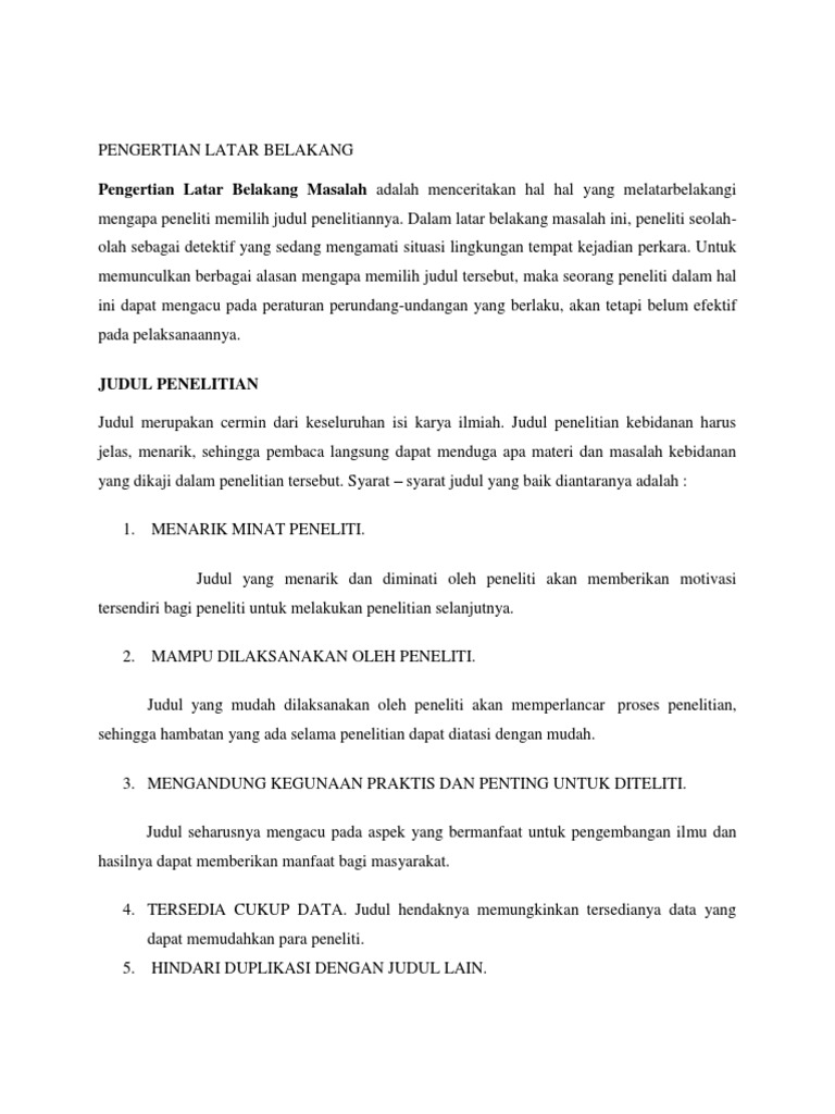 Pengertian Latar Belakang PDF