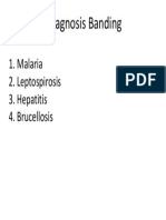 Diagnosis Banding: 1. Malaria 2. Leptospirosis 3. Hepatitis 4. Brucellosis