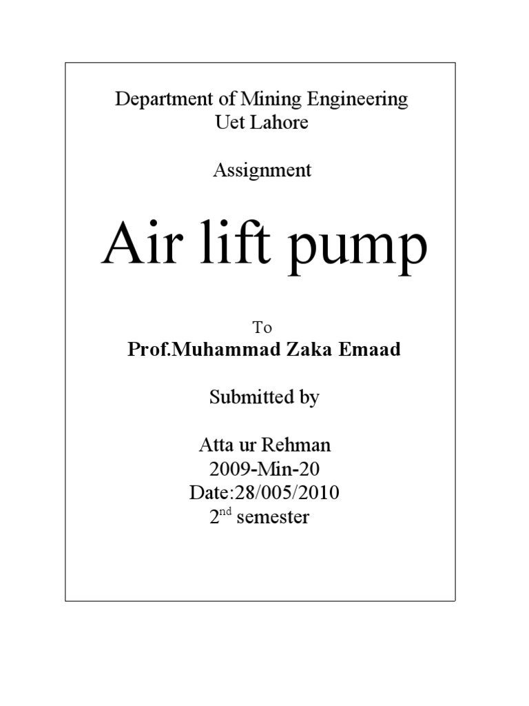 Air Lift Pump | PDF | Pump | Nature