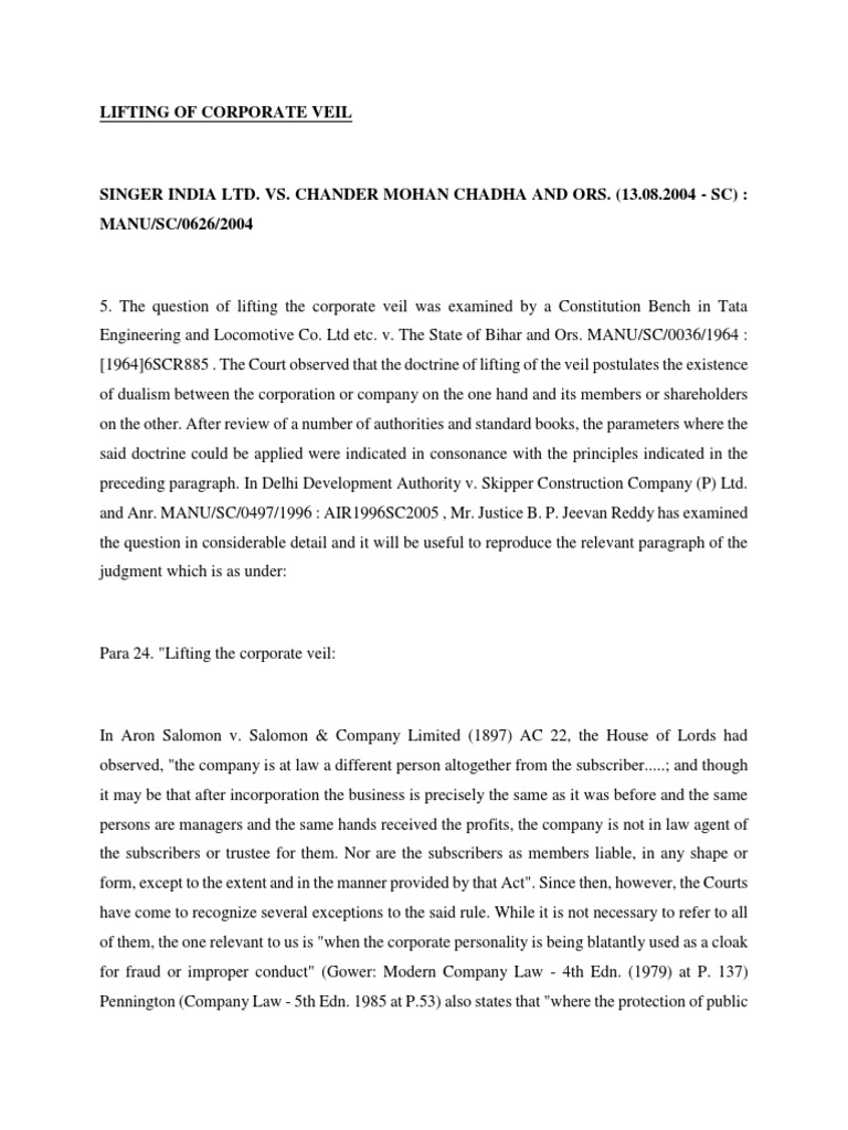 Lifting of corporate veil examples image
