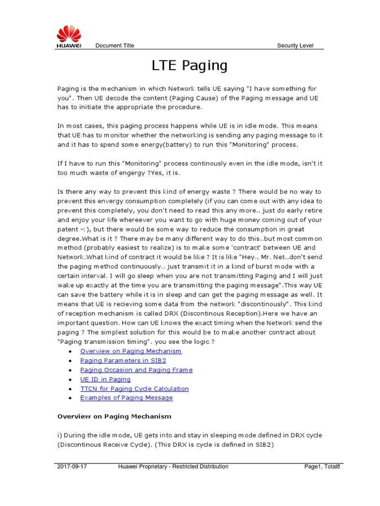 LTE Paging PDF Computing
